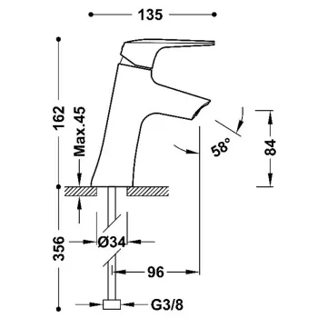 TRES FUJI ECO Izlietnes jaucējkrāns, 28110402AC