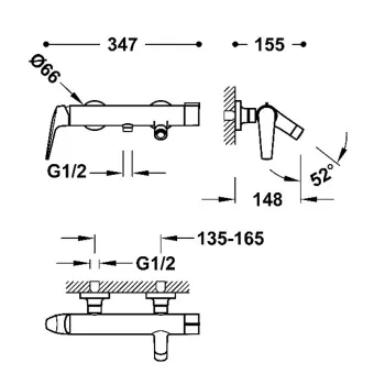 TRES FUJI Vannas/dušas jaucējkrāns ar dušas komplektu, melns 28117001NM