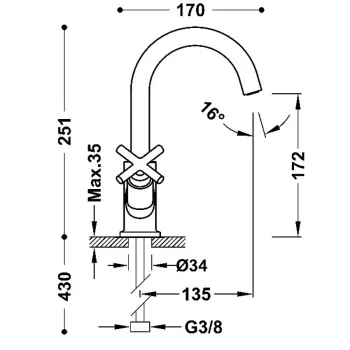 TRES Mont Blanc Izlietnes jaucējkrāns, matēts rozā zelts 28310301OPM