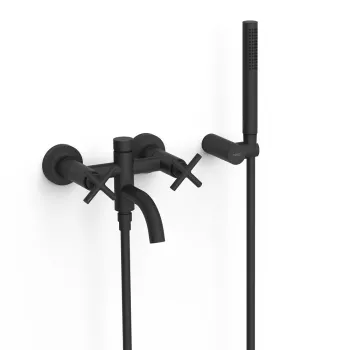 TRES MONT BLANC Vannas/dušas jaucējkrāns ar dušas komplektu, melns 28317601NM