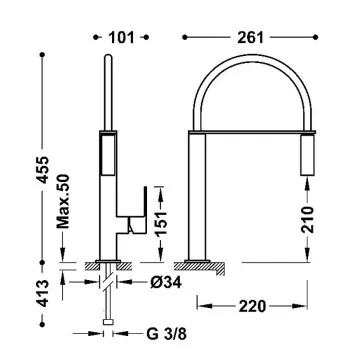 TRES Virtuves izlietnes jaucējkrāns, 00648701
