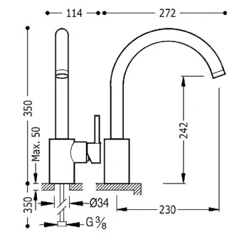 TRES Virtuves jaucējkrāns ar krānu dzeramajam ūdenim, hroms