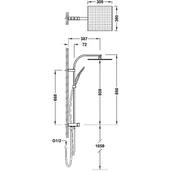 Dušas Komplekts TRES ar stacionāro un rokas dušu, 19063504NM