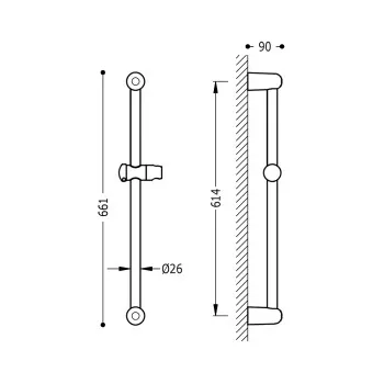 TRES Dušas stienis 516mm, Ø 20.6 mm, 161835