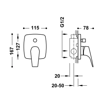 Vannas / Dušas maisītājs CANIGO-TRES iebūvējamais, 21718001
