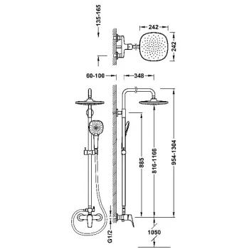 Dušas maisītājs CANIGO-TRES  ar stacionāro dušu, hroms 21731221