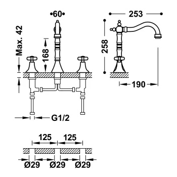 TRES Clasic 3-daļīgs Izlietnes jaucējkrāns, tērauds 29410501AC