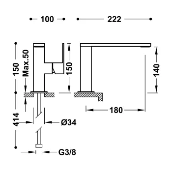 CUADRO exclusive TRES Izlietnes jaucējkrāns, 00620501
