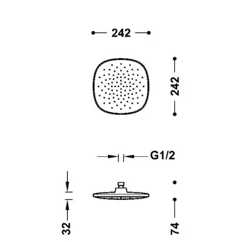 TRES Antilime Dušas galva 24x24 cm, hroms 29943801