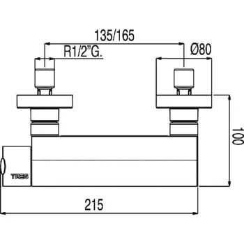 LEX-TRES Dušas jaucējkrāns ar dušu 1/2, hroms 181468
