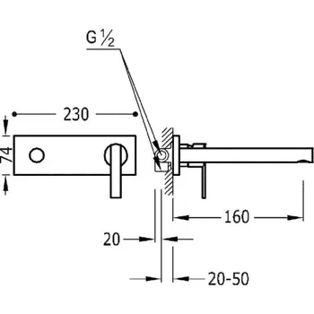LEX-TRES Izlietnes jaucējkrāns no sienas, hroms 08120001