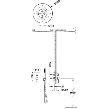 Dušas sistēma Tres Max Iebūvējamā Rapid Box ar dušas galvu, 06228005
