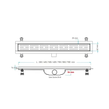 Valtemo Harkline Base Dušas kanāls 900mm, VLD590335  OUTLET