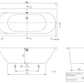 Villeroy & Boch Vanna Oberon 2.0 Duo WALL 1800x800mm, ar sifonu