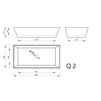 Vispool Akmens masas izlietne Q 2 68x34 cm, balta