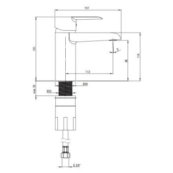 Vannas istabas izlietnes maisītājs Deante Cori, Hromēts