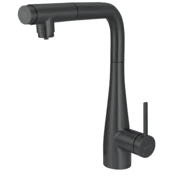 Virtuves maisītājs Deante ERIDAN Nero ar izvelkamu galvu un pieslēgumu filtram, Melsn