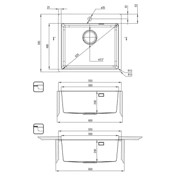 Virtuves izlietne Deante OLFATO nerūsējošā tērauda 550x505x200mm matēta bronza
