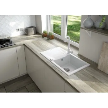 Virtuves izlietne Deante EVORA granīta, Alabaster balta