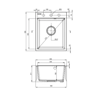 Virtuves izlietne Deante CORIO granīta, Melna grafīta