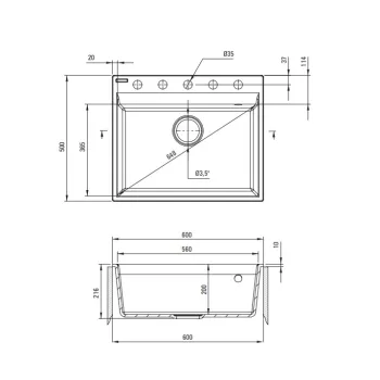 Virtuves izlietne Deante CORIO granīta, Melna grafīta