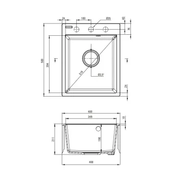 Virtuves izlietne Deante CORIO granīta 400x500x211mm Bēša