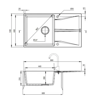 Virtuves izlietne Deante CORIO granīta, Bēša