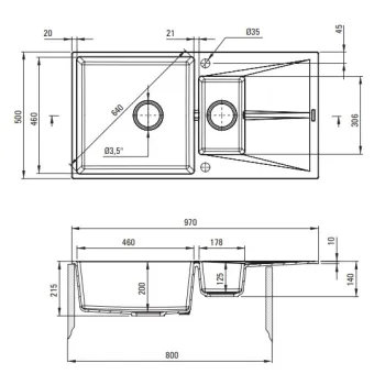 Virtuves izlietne Deante CORIO granīta 970x500x215mm Smilšu krāsa