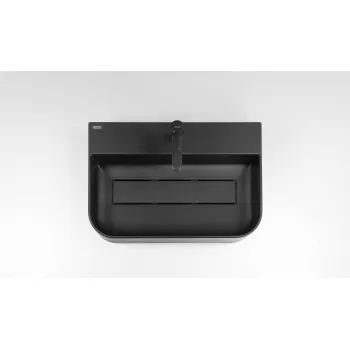 Vannas istabas izlietne Deante Arnika Granīta uz virsmas ar pārplūdes vāciņu, melns CQA_NU5S