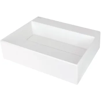 Vannas istabas granīta izlietne Deante CORREO uz virsmas ALABASTER, 500x400mm Balta