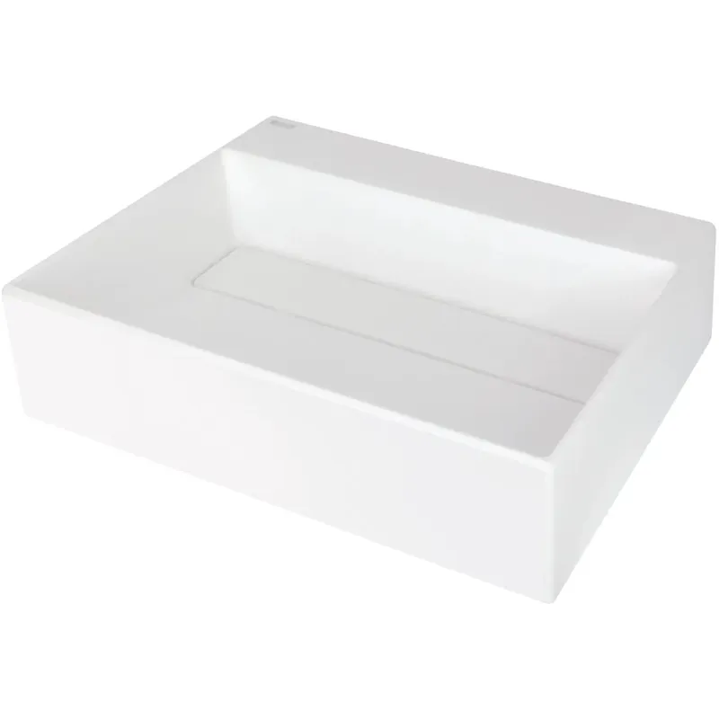 Vannas istabas granīta izlietne Deante CORREO uz virsmas ALABASTER, 500x400mm Balta