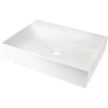 Vannas istabas granīta izlietne Deante CORREO uz virsmas ALABASTER, 500x400mm Balta