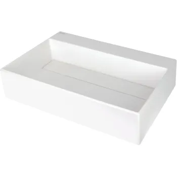 Vannas istabas granīta izlietne Deante CORREO uz virsmas ALABASTER, 600x400mm Balta