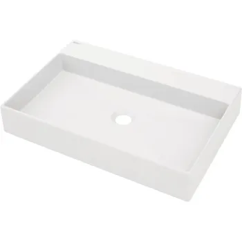 Vannas istabas granīta izlietne Deante CORREO uz virsmas ALABASTER, 600x400mm Balta