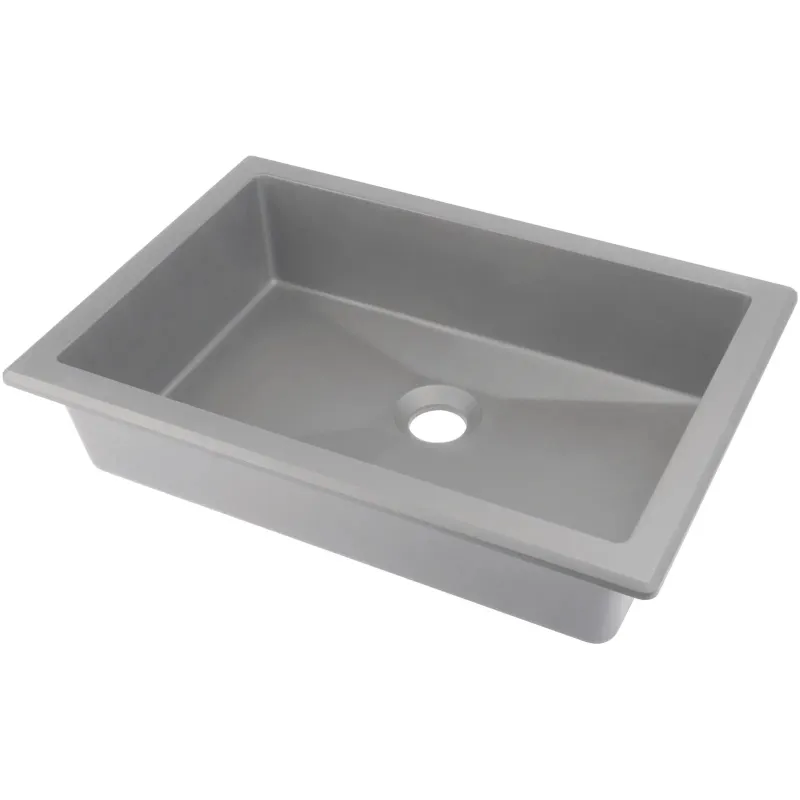 Vannas istabas granīta izlietne Deante CORREO uz virsmas (Iegriežama) GREY METALLIC, 500x350mm Pelēka