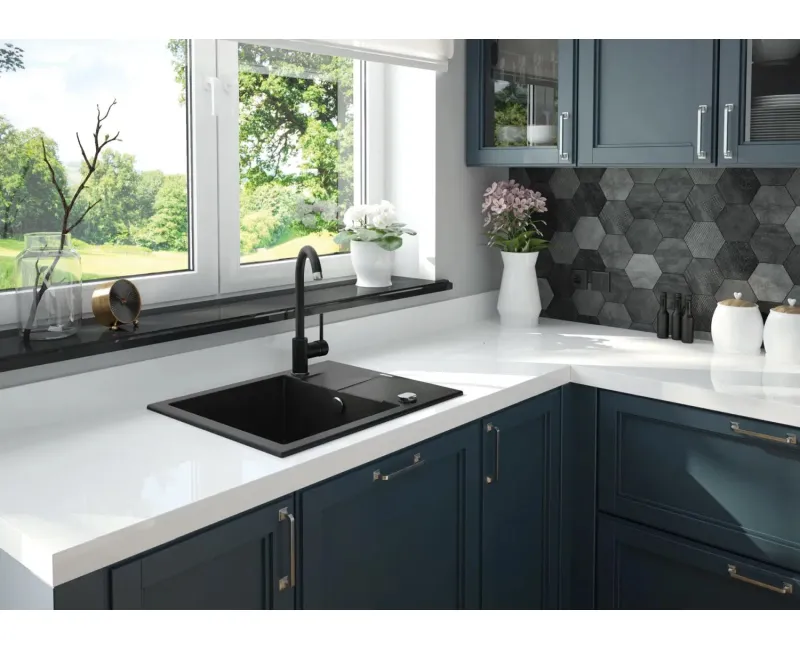Virtuves izlietne Deante ANDANTE Granīta 590x490x194mm, GREY METALLIC Pelēka