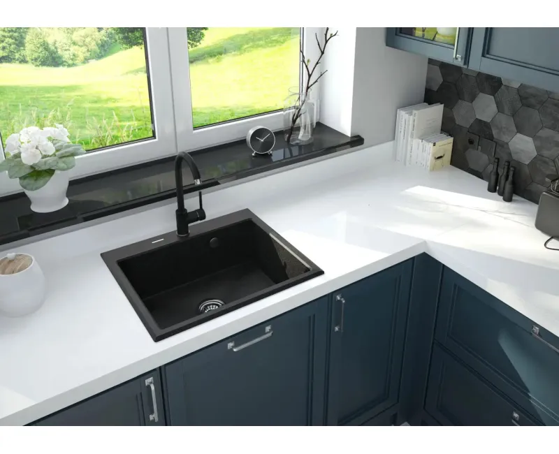 Virtuves izlietne Deante ANDANTE Granīta 600x520X210mm, ANTHRACITE METALLIC Antarcīts