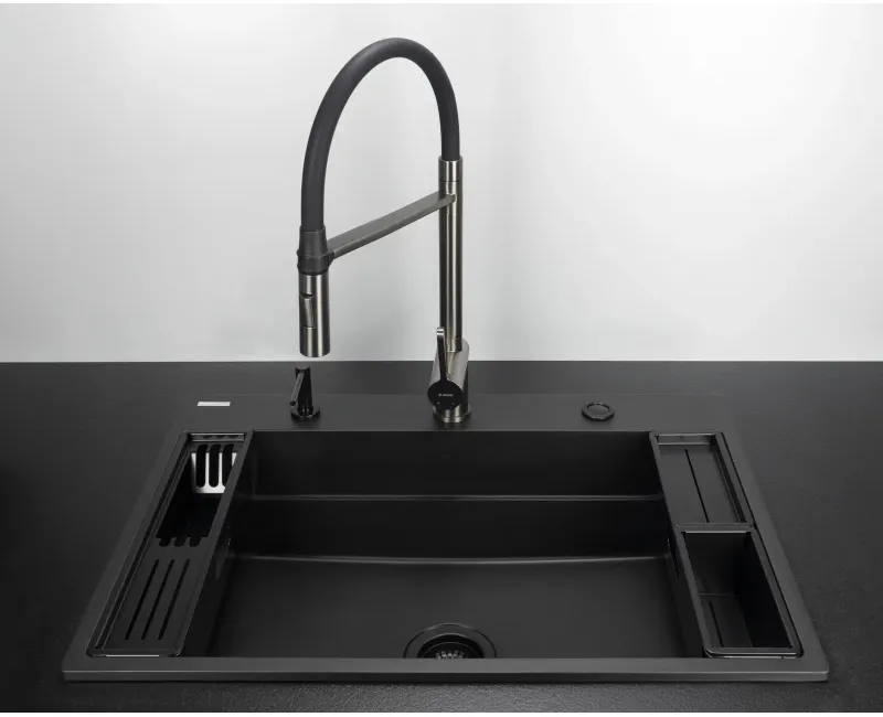 Virtuves izlietne Deante MAGNETIC Granīta 760x520x220mm, NERO Melna