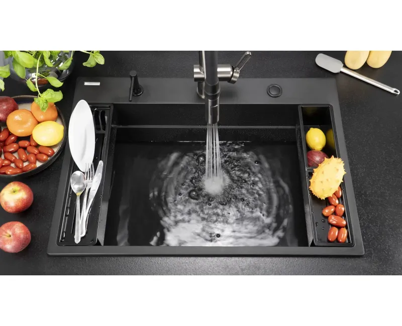 Virtuves izlietne Deante MAGNETIC Granīta 760x520x220mm, NERO Melna