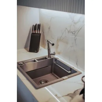 Virtuves izlietne Deante MAGNETIC Granīta 640X500X219mm, WITH FITTING, NERO GRANITE Melna