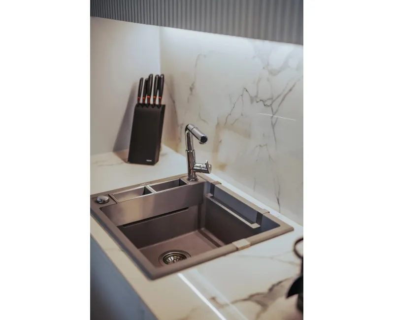 Virtuves izlietne Deante MAGNETIC Granīta 560x500x205mm METALIC GREY GRANITE Pelēka
