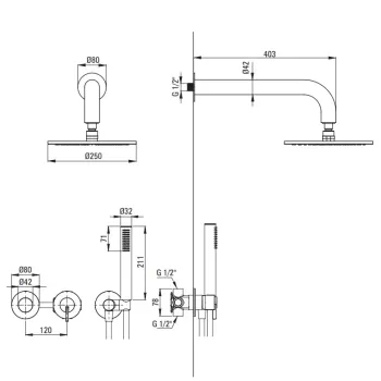 Dušas sistēma Deante Silia iebūvējama, Hromēts NQS_00YK