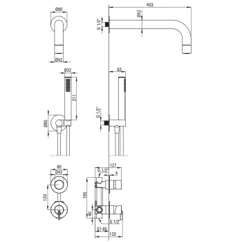 Dušas sistēma Deante Silia iebūvējama, Balta NQS_A9XK