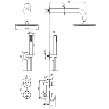 Dušas sistēma Deante Silia iebūvējama, Balta NQS_A9YK