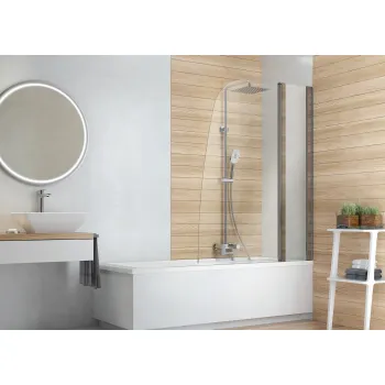 Vannas siena Deante Alpina 115x140cm Caurspīdīgi stikls, Hromēti profili