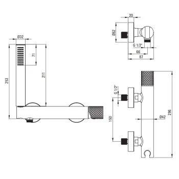 Dušas maisītājs Deante Silja ar rokas dušu, Pulēts Zelts BHS_R41M