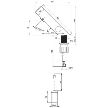Vannas istabas izlietnes maisītājs Deante SENSE SENSOR ar temperatūras regulāciju 230/6V strāvas avots Pulēts tērauds BQR_P29R