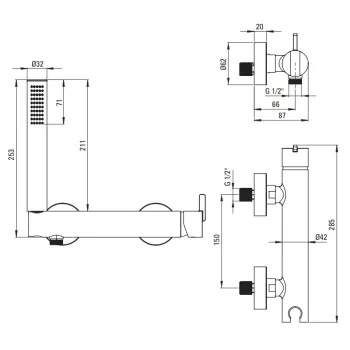 Dušas maisītājs Deante Silja ar rokas dušu, Bronza BQS_C41M