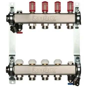 Silto Grīdu Kolektors Herz  TS 1"x3/4"ā, 3l/min Ar Plūsmas Mērītājiem, 10-Cilpu 1863210