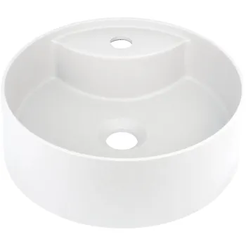 Vannas istabas granīta izlietne Deante SILIA uz virsmas, apaļa ALABASTER, D360mm Balta